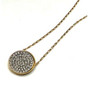 Gold-Tone Rhinestone Pendant Necklace by Pisatli